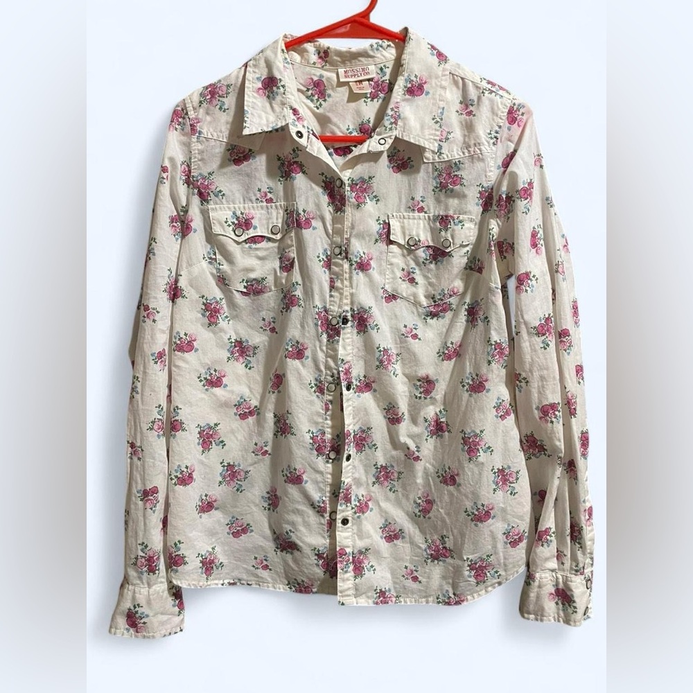 Mossimo Supply Co. Floral Cream Shirt